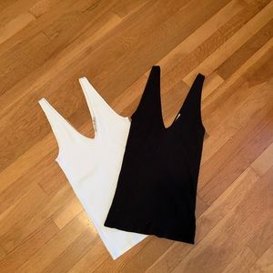Express One Eleven ribbed v-neck tanks
